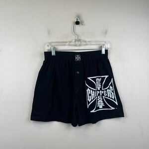 Vintage West Coast Choppers Black Shorts With White Iron Cross Logo Size M